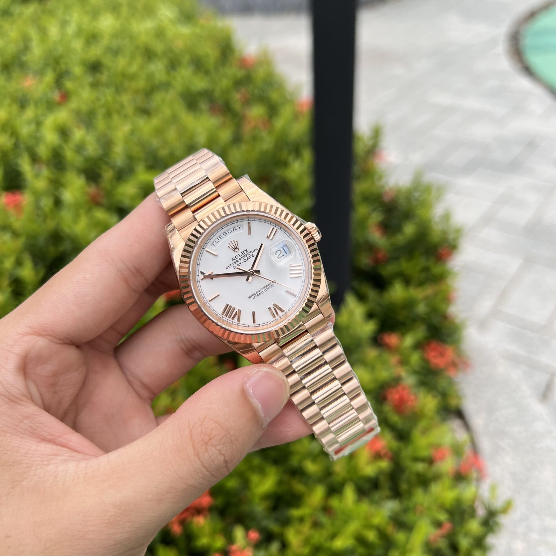 Super Clone Rolex Day-Date White Dial 128235-0070 36 mm - Imagen 4