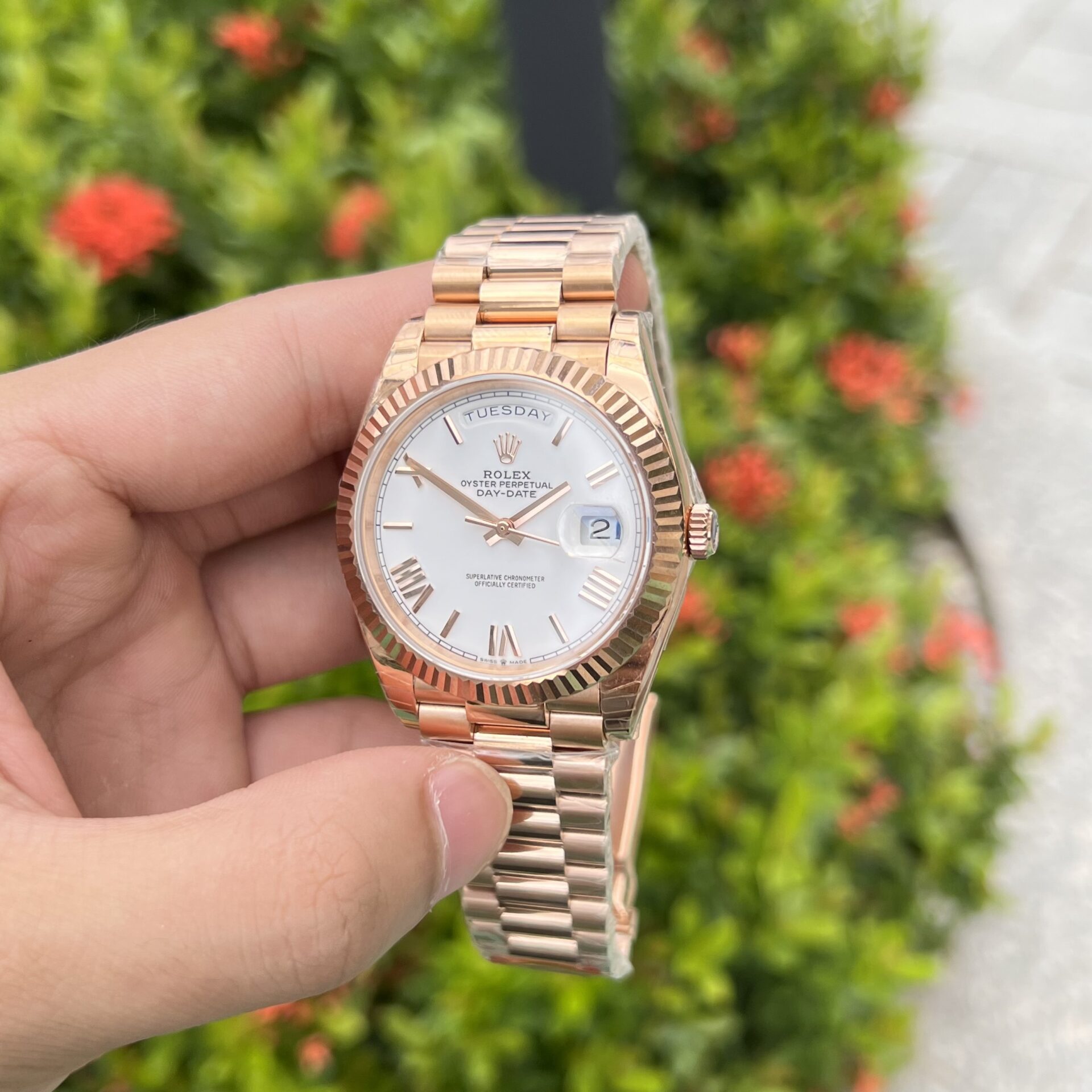 Super Clone Rolex Day-Date White Dial 128235-0070 36 mm - Imagen 5
