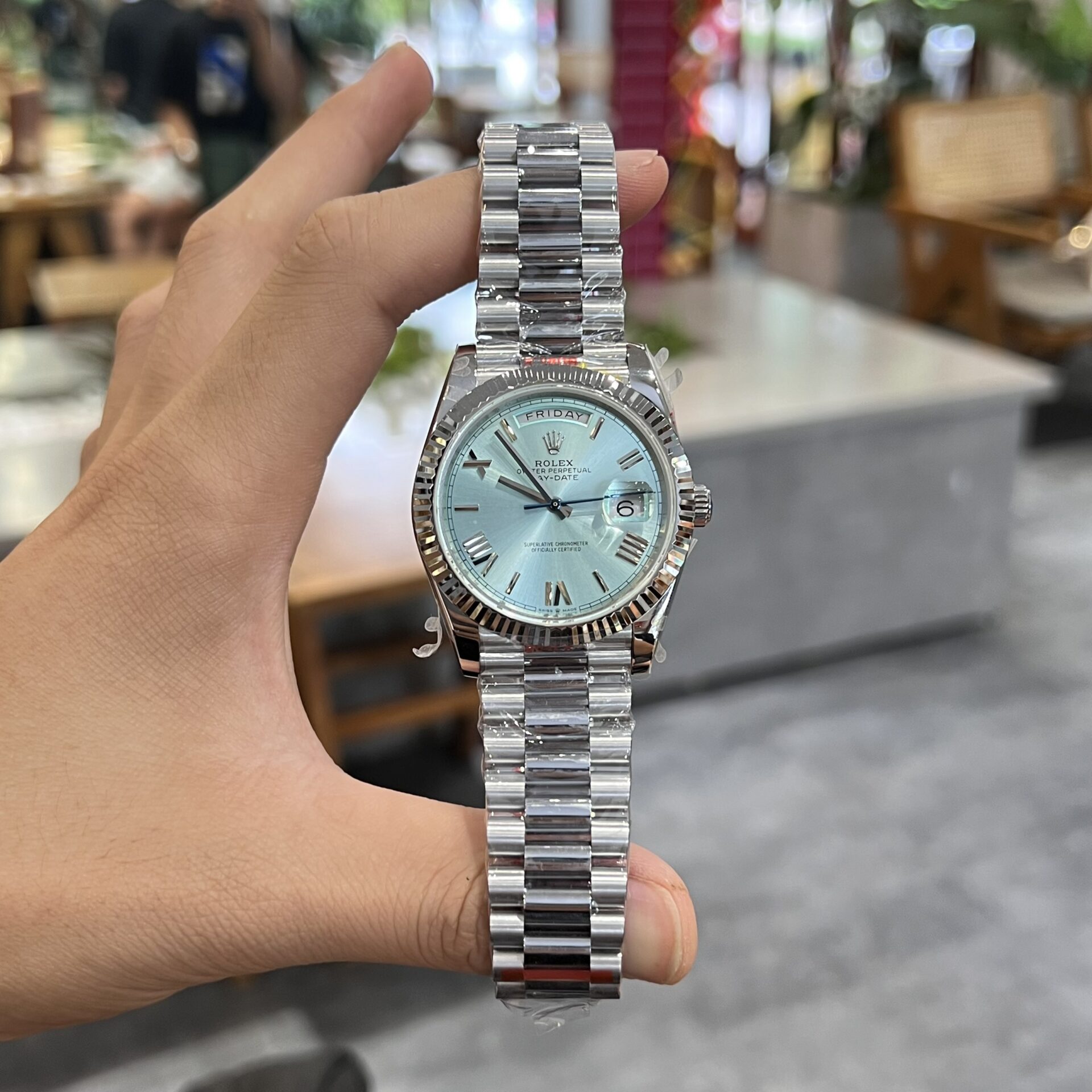 Super Clone Rolex Day-Date Ice Blue Dial 228236-0012 40 mm - Imagen 3