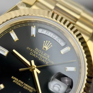 Super Clone Rolex Day-Date Bright Black Diamond Dial 228238-0004 40 mm – Image 5