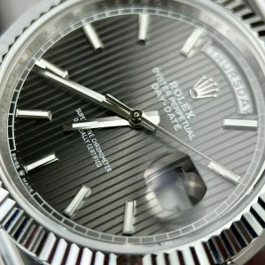 Super Clone Rolex Day-Date Grey Stick Tapestry Dial 228239-0002 40 mm - Image 4