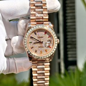 Super Clone Rolex Day-Date Diamond-Paved Dial 128395tbr-0008 36 mm - Imagen 3
