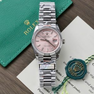 Vista alternativa de Super Clone Rolex Day-Date Pink Diamond Dial 128236-0024 36 mm