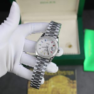 Alternative view of Super Clone Rolex Day-Date Diamond-Paved Dial 128349rbr-0006 36 mm