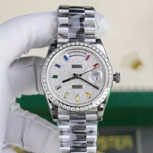 Super Clone Rolex Day-Date Diamond-Paved Dial 128349rbr-0006 36 mm - Imagen 4
