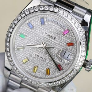 Super Clone Rolex Day-Date Diamond-Paved Dial 128349rbr-0006 36 mm - Imagen 5