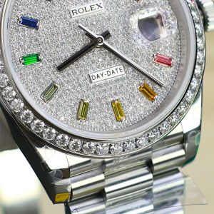 Super Clone Rolex Day-Date Diamond-Paved Dial 128349rbr-0006 36 mm - Imagen 9