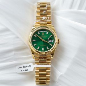 Vista alternativa de Super Clone Rolex Day-Date Bright Green Diamond Dial 128238-0130 36 mm