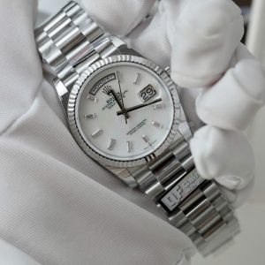 Super Clone Rolex Day-Date White Mother-of-Pearl Diamond Dial 128236-0021 36 mm - Image 3