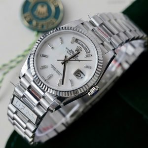 Super Clone Rolex Day-Date White Mother-of-Pearl Diamond Dial 128236-0021 36 mm - Image 4