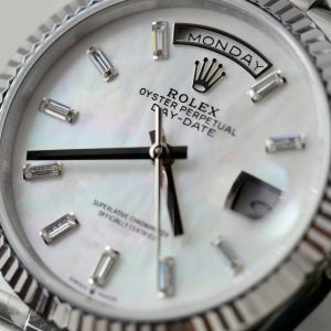 Super Clone Rolex Day-Date White Mother-of-Pearl Diamond Dial 128236-0021 36 mm - Image 5