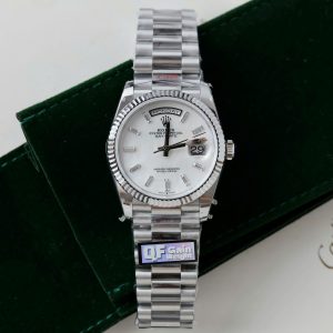 Vista alternativa de Super Clone Rolex Day-Date White Mother-of-Pearl Diamond Dial 128236-0021 36 mm