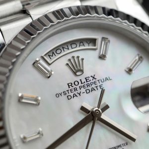 Super Clone Rolex Day-Date White Mother-of-Pearl Diamond Dial 128236-0021 36 mm - Image 6
