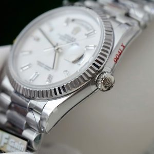Super Clone Rolex Day-Date White Mother-of-Pearl Diamond Dial 128236-0021 36 mm - Image 8