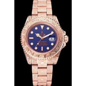 Alternative view of Super Clone Rolex Submariner Skull Limited Edition Blue Dial Rose Gold Case And Bracelet 1454085