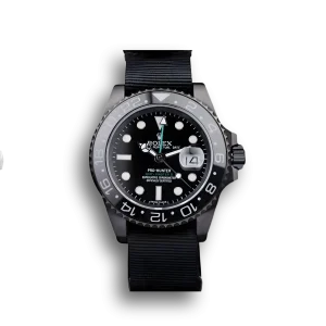 Super Clone Rolex GMT Master II Pro-Hunter Black Fabric Strap Black Dial