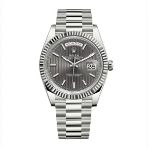 Super Clone Rolex Day-Date Grey Stick Tapestry Dial 228239-0002 40 mm