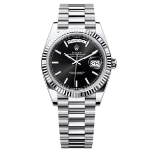 Super Clone Rolex Day-Date Bright Black Dial 228236-0003 40 mm