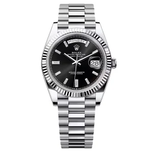 Super Clone Rolex Day-Date Bright Black Diamond Dial 228236-0004 40 mm