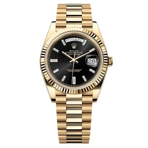 Super Clone Rolex Day-Date Bright Black Diamond Dial 228238-0004 40 mm