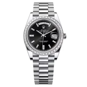 Super Clone Rolex Day-Date Bright Black Diamond Dial 228396tbr-0012 40 mm