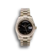 Super Clone Rolex Day-Date Gold Stainless Steel Ribbed Bezel Black Dial 41998