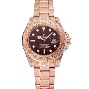 Super Clone Rolex Submariner Skull Limited Edition Brown Dial Rose Gold Case And Bracelet 1454087 - Imagen 11