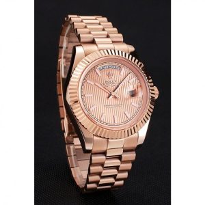 Super Clone Rolex Day-Date 40 Rose Gold Etched Dial Rose Gold Case And Bracelet - Image 3