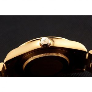 Super Clone Rolex Day-Date Diamonds And Rubies Black Dial Yellow Gold Bracelet 1454101 - Image 9