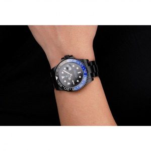 Super Clone Rolex GMT Master II Black Dial Blue And Black Bezel Black PVD Case And Bracelet PR18239 - Image 10