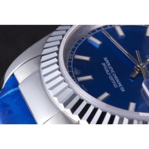 Super Clone Rolex Day-Date Oyster Collection Blue Leather Band 621490 - Image 8