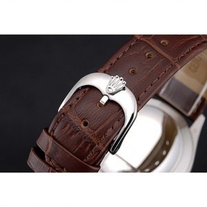 Rolex Cellini White Dial Stainless Steel Case Brown Leather Bracelet 622723 - Afbeelding 6