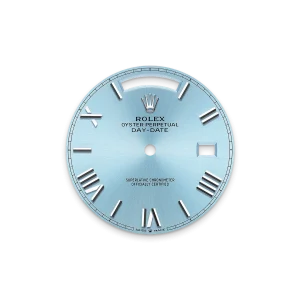 Super Clone Rolex Day-Date: 40 mm, Platinum with an ice-blue dial, Fluted bezel and a President bracelet, m228236-0012 - Image 7