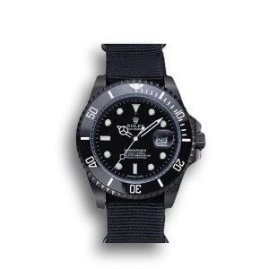 Super Clone Rolex Submariner Pro-Hunter Black Fabric Strap Black Dial