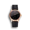 Super Clone Rolex Cellini Date Black Dial Rose Gold Markings Rose Gold Case Black Leather Strap