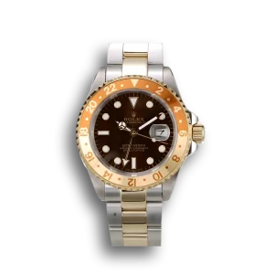 Rolex GMT Master II Gold Colored Ceramic Bezel Brown Dial Watch