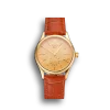Super Clone Rolex Cellini Gold Dial And Markings Gold Case Light Brown Leather Strap