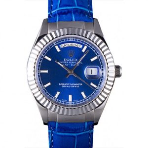 Super Clone Rolex Day-Date Oyster Collection Blue Leather Band 621490 - Image 10