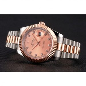 Super Clone Rolex Datejust Rose Gold Dial And Bezel Stainless Steel Case Two Tone Bracelet - Image 5