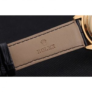Rolex Cellini Black Dial Gold Case Black Leather Strap 622832 - Image 7