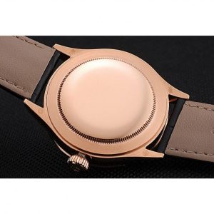 Super Clone Rolex Cellini Time Rose Gold Case Black Dial Black Leather Bracelet  622656 - Afbeelding 8