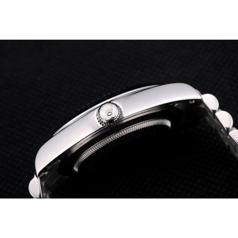 Super Clone Rolex DayDate Stainless Steel Ribbed Bezel Silver Dial 41995 - Image 9