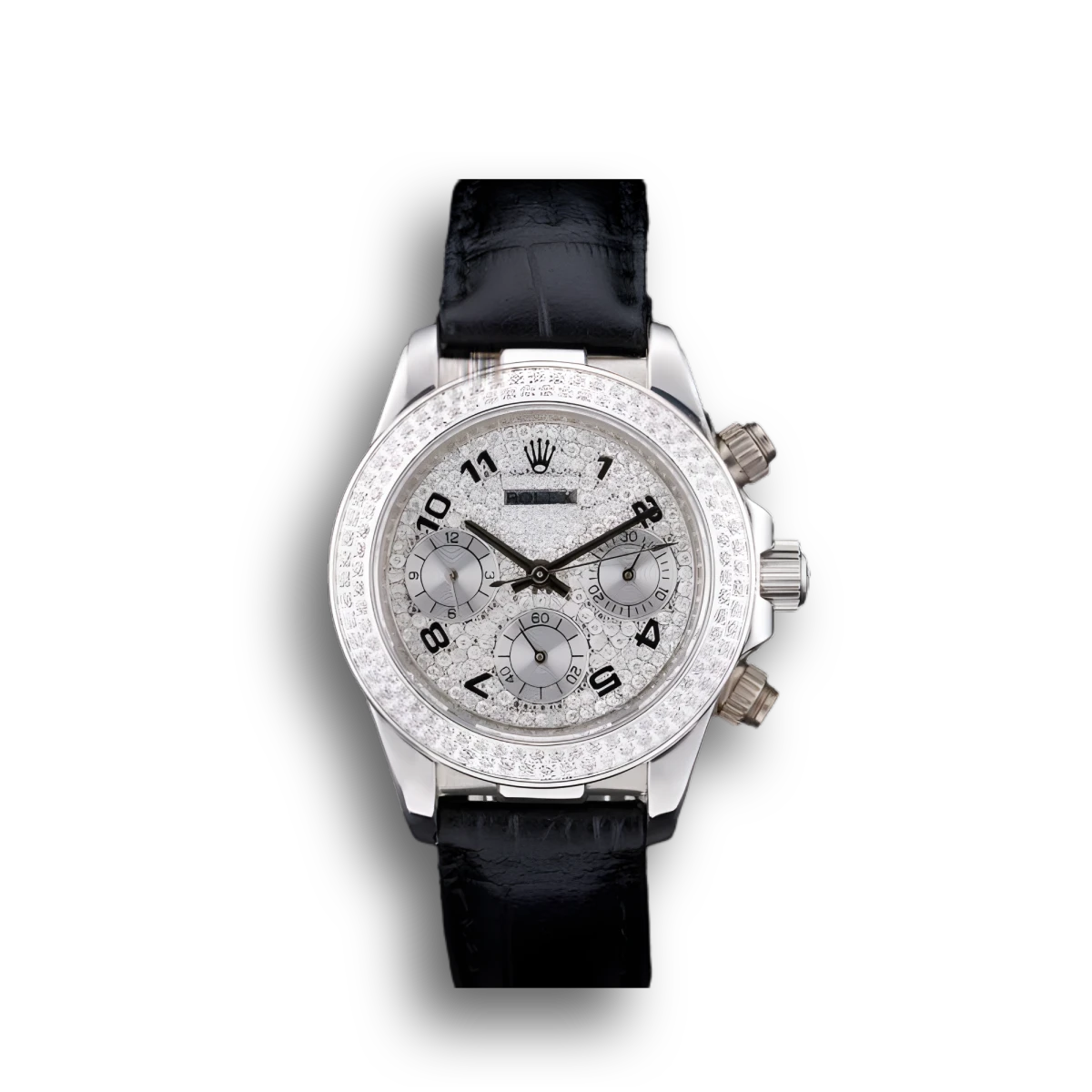 Super Clone Rolex Daytona Lady Stainless Steel Case Crystal Studded Bezel Crystal Studded Dial