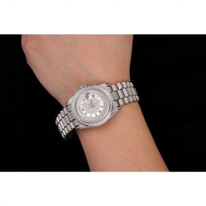 Super Clone Rolex Day-Date Diamond Pave Dial Diamond Case Diamond Bracelet 1453950 - Image 9