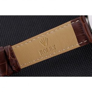 Rolex Cellini White Dial Stainless Steel Case Brown Leather Bracelet 622723 - Afbeelding 7
