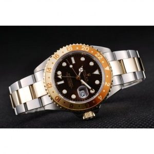 Rolex GMT Master II Gold Colored Ceramic Bezel Brown Dial Watch - Imagen 4