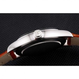 Super Clone Rolex Datejust Blue Dial Stainless Steel Case Light Brown Leather Strap - Image 9