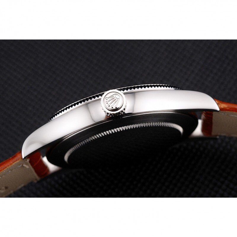 Super Clone Rolex Datejust Blue Dial Stainless Steel Case Light Brown Leather Strap - Image 9
