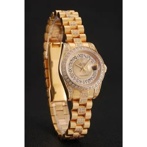 Super Clone Rolex DayJust Diamond Pave Gold Dial Gold Diamond Bracelet 1453953 - Image 2