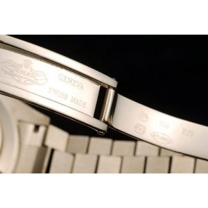Super Clone Rolex Day-Date Gold Stainless Steel Ribbed Bezel Black Dial 41998 - Afbeelding 7